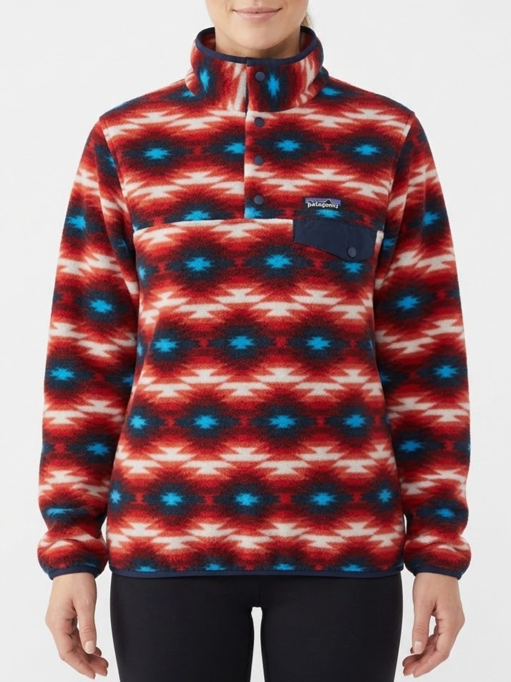 Patagonia Synchilla Snap-T Fleece Women L Wild Desert Red Aztec FA15